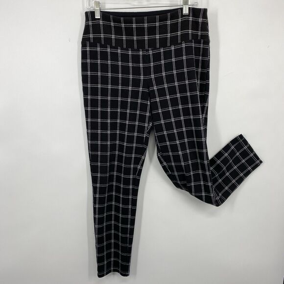 INC International Concepts Pull-On Ponte Pants Black Windowpane size Large - Picture 10 of 10